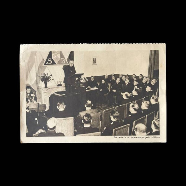 Originele WW2 Kalenderfoto 'De Leider v. h. Sprekercorps geeft richtlijnen' NSB