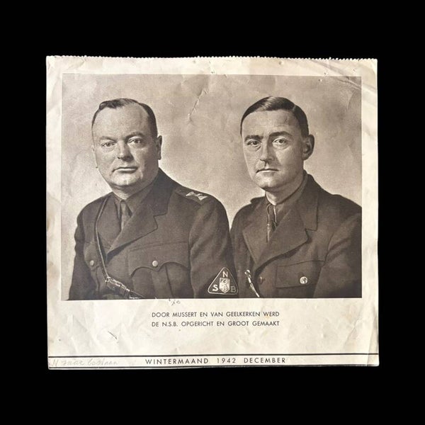 Originele WW2 Kalenderfoto 'NSB leider Mussert en Dhr. van Geelkerken' 1942