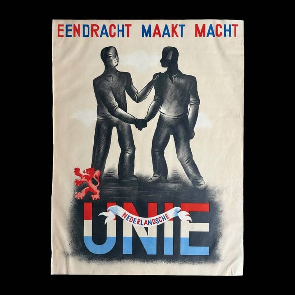 Originele WW2 Poster Nederlandsche Unie 'Eendracht Maakt Macht'