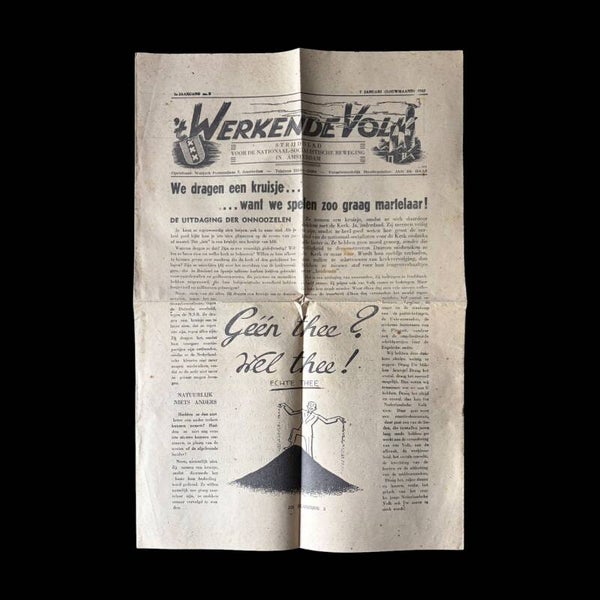 Originele WW2 Krant 'Werkend Volk' 1e Jaargang No. 6 (?) Januari 1942 (Louwmaand)