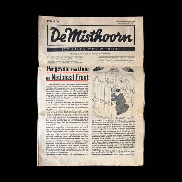 Originele WW2 Krant 'De Misthoorn' 3e Jaargang No. 63 October 1940