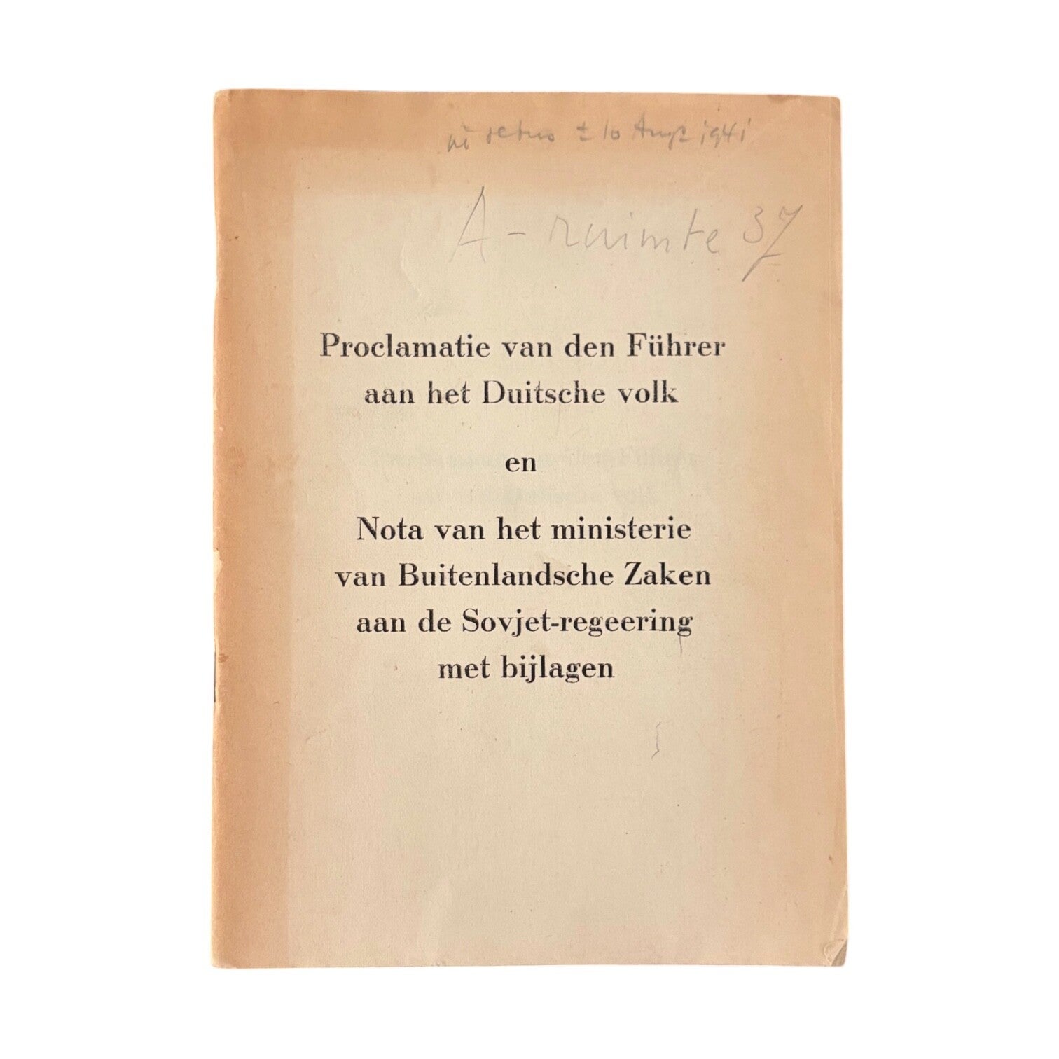 Brochure 'Proclamatie van den Führer'