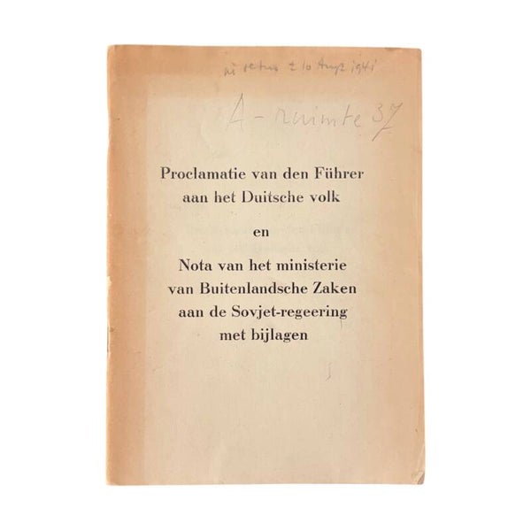 Brochure 'Proclamatie van den Führer'