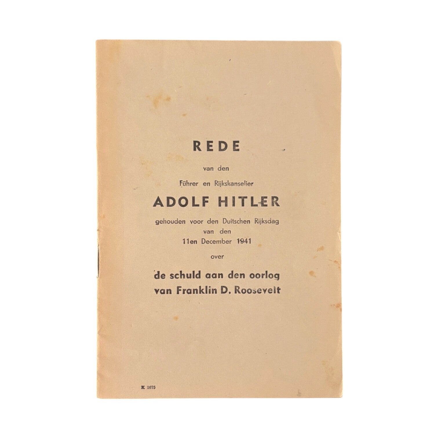 Brochure 'Rede Adolf Hitler 1941'