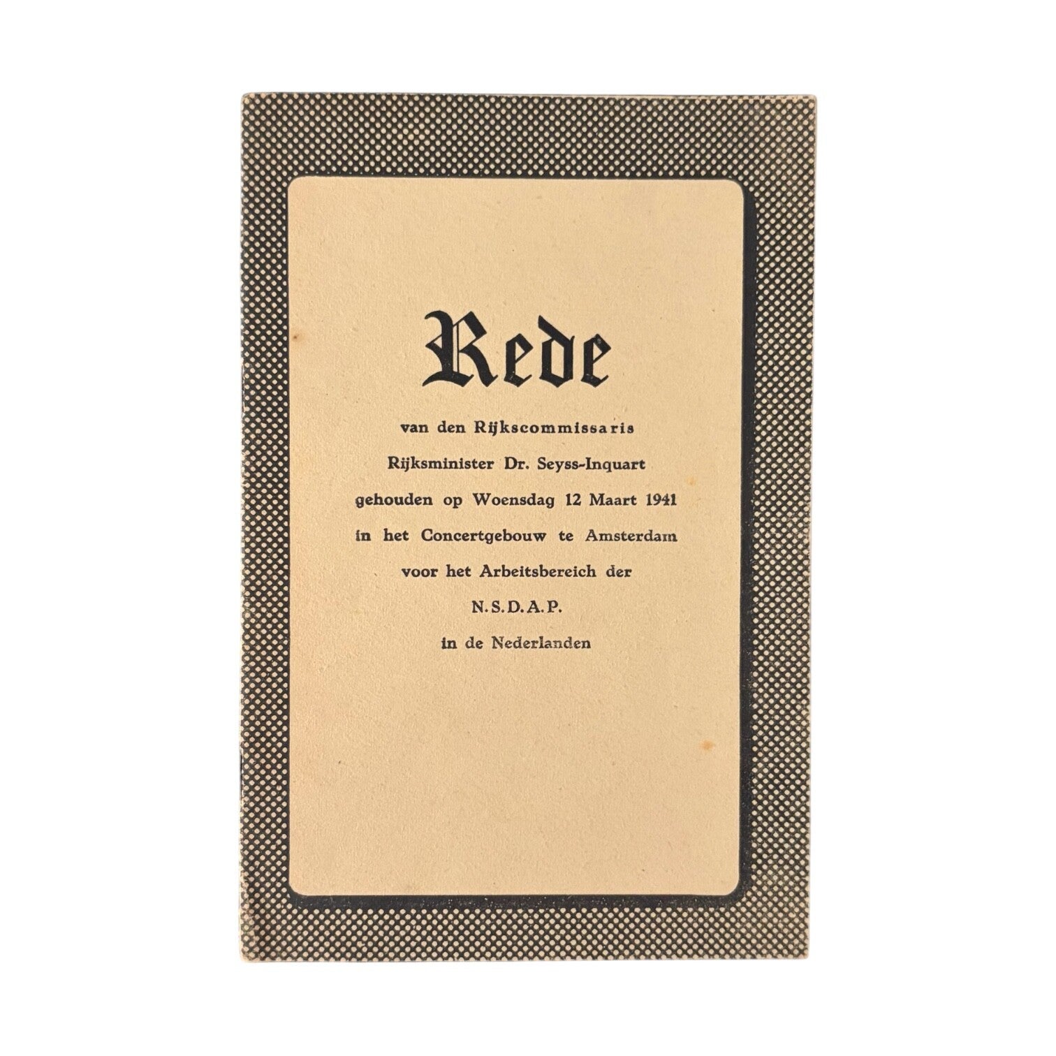 Brochure 'Rede Seyss-Inquart 1941'