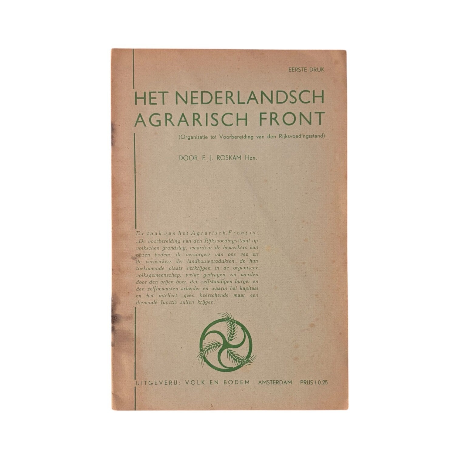 Brochure 'Ned. Agrarisch Front'