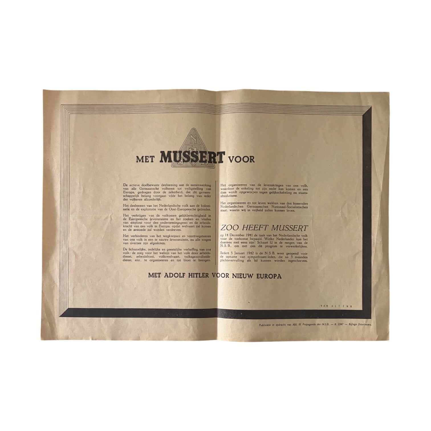 Affiche 'Met Mussert voor'