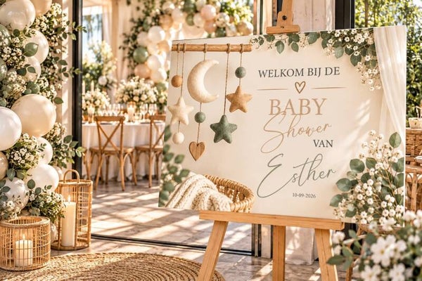 Gepersonaliseerd Welkomstbord Babyshower – Maan & Sterren