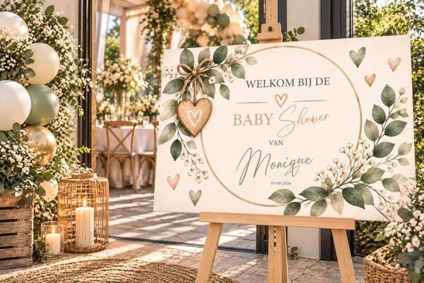 Gepersonaliseerd Welkomstbord Babyshower – Botanisch & Hart