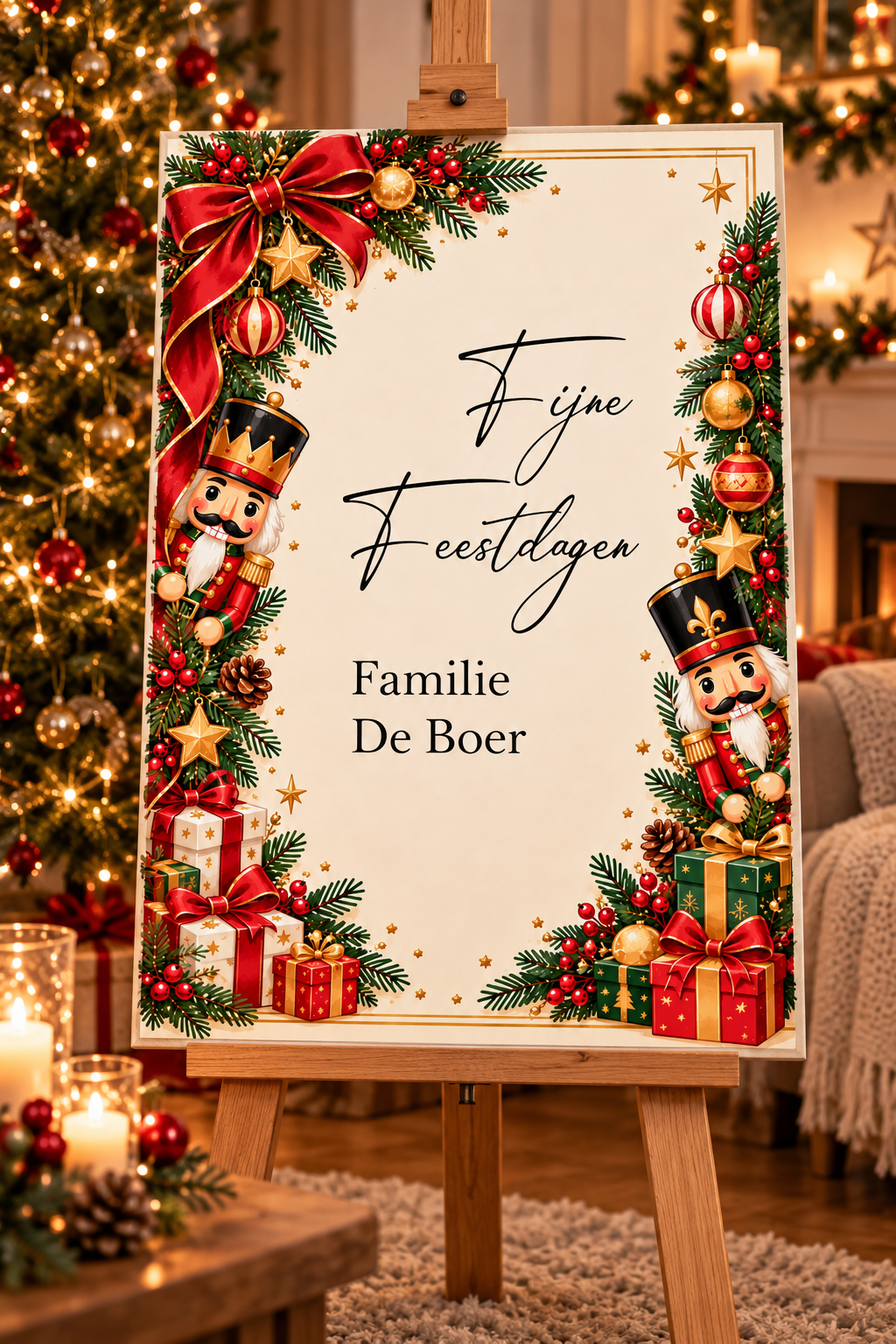 Kerst welkomstbord Notenkraker – Gepersonaliseerd met familienaam