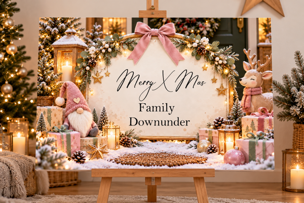 Kerst welkomstbord Roze Kerst – Gepersonaliseerd met familienaam