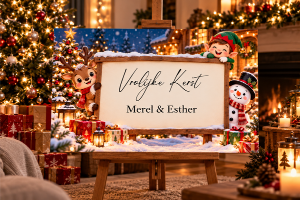 Kerst welkomstbord Vrolijke Kerst – Gepersonaliseerd met namen