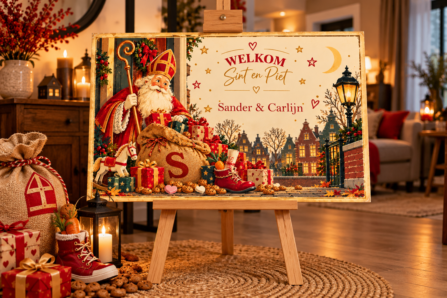 Sinterklaas welkomstbord klassiek – Gepersonaliseerd met naam