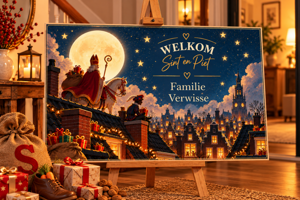Sinterklaas welkomstbord magische pakjesavond – Gepersonaliseerd met naam