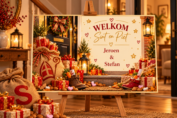 Sinterklaas welkomstbord warme entree – Gepersonaliseerd met naam