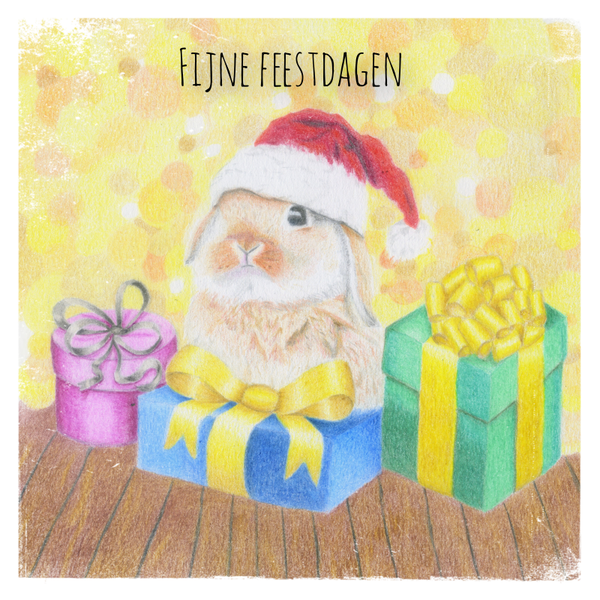 Kerstkaart konijntje