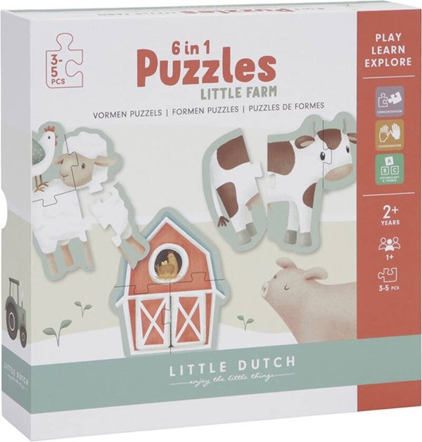 Little Dutch Little Farm 6 in 1 puzzel