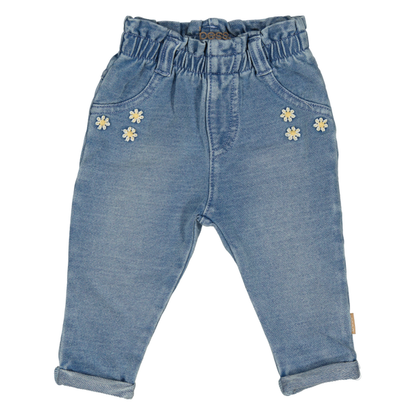 BESS*  Pants Jog Denim Embroidery | Stone Wash