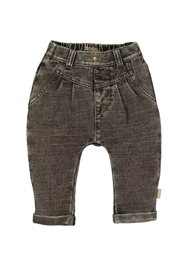 BESS Pants Jog Denim Pleated L Grey Denim