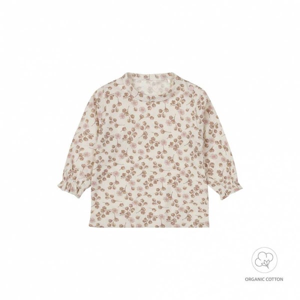 Dirkje meisjes baby bio longsleeve off white bloemetjes