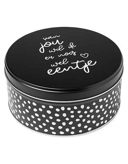 Zoedt Koektrommel zwart wit met tekst 'Van jou wil ik er nog wel eentje'