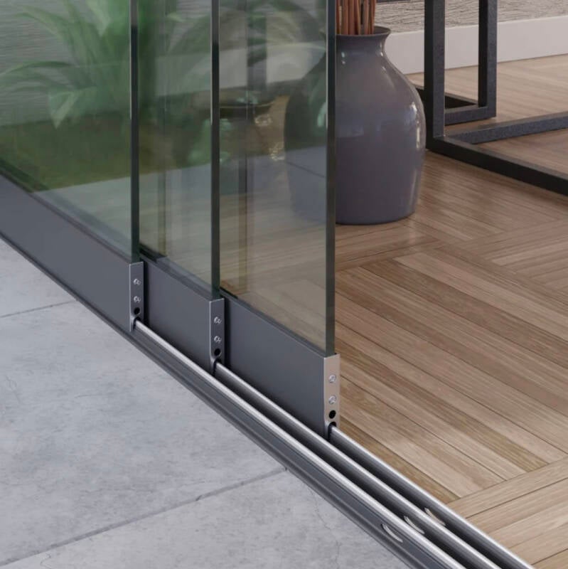 3 - rail glazen schuifwanden helder glas