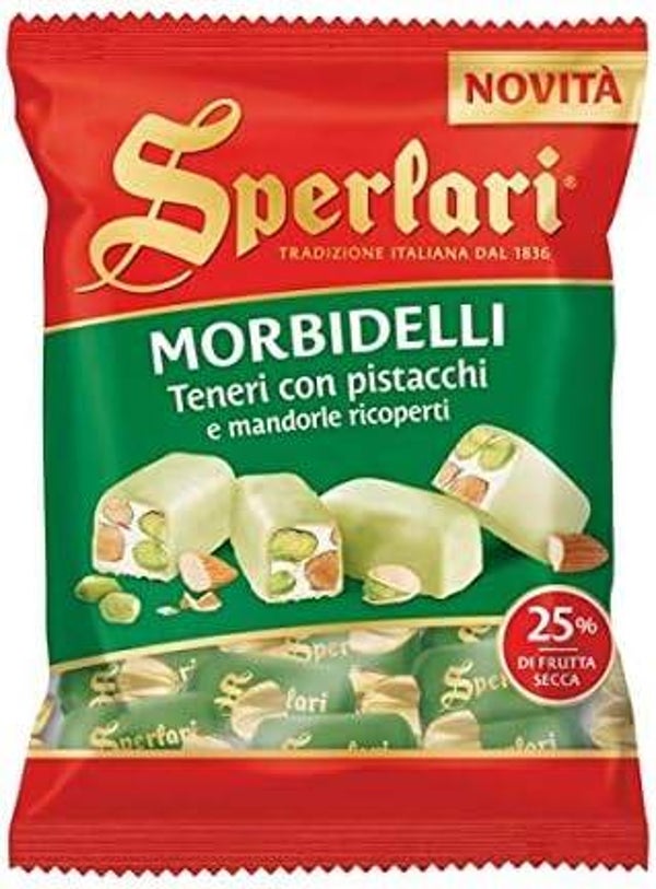 Sperlari Morbidelli Teneri con Pistacchi e Mandorle 25% fruits secs aux pistaches et aux amandes 117g