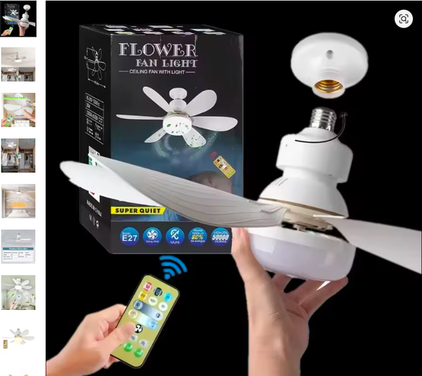 Ventilateur de plafond avec lumière LED et télécommande