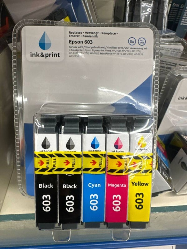 Lot Complet Cartouches Encre Epson 603 Compatibles – Noir, Cyan, Magenta, Jaune, Noir