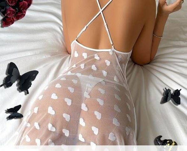 Chemise de nuit sexy en dentelle patchwork sans dos pour femme (Copie)