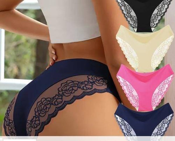 Ensemble de 4 culottes en dentelles solide, sexy et confortables - taille XXL