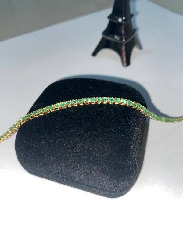 bracelet Or 18 Quilates et des emeraude