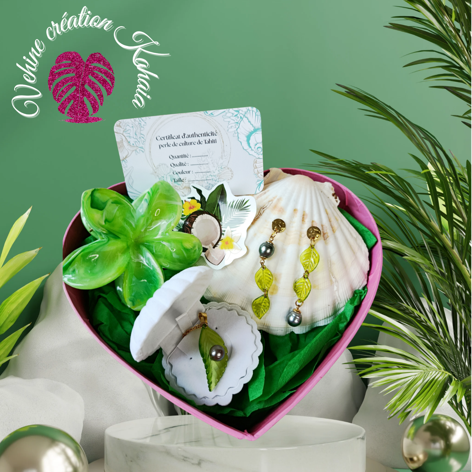 Coffret feuillages et perles