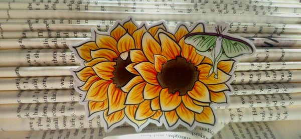 Lunar moth with sunflower sticker large