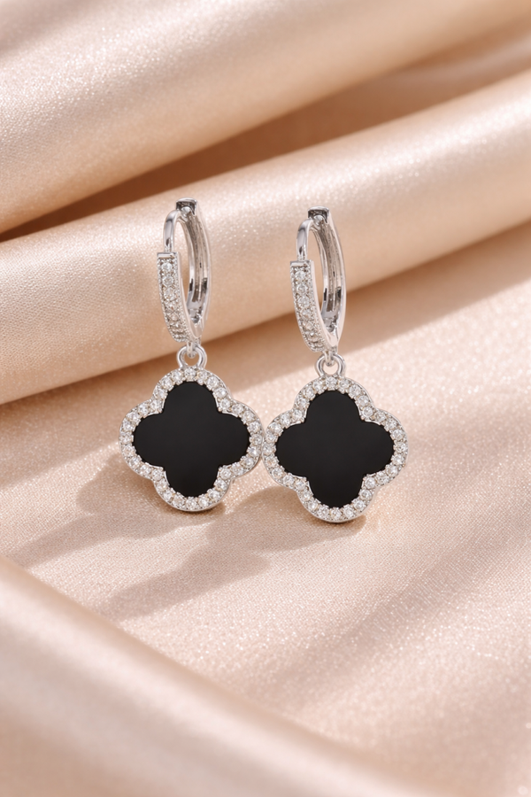 Stainless Steel Exquisite Temperament Lucky Clover Luxury Zirconion Shell  in Three Beautiful colors