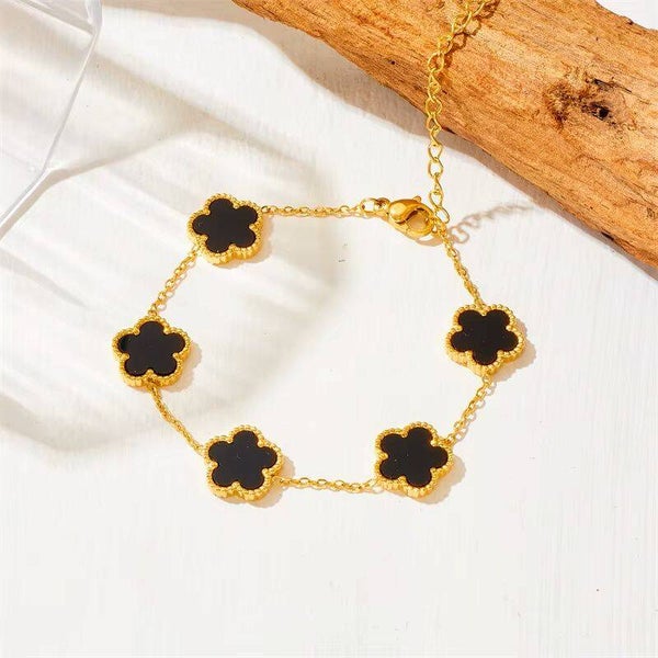 18k Gold Plated Stainless Steel leaf Flower, Jewelry Link Bracelet in 2 colors