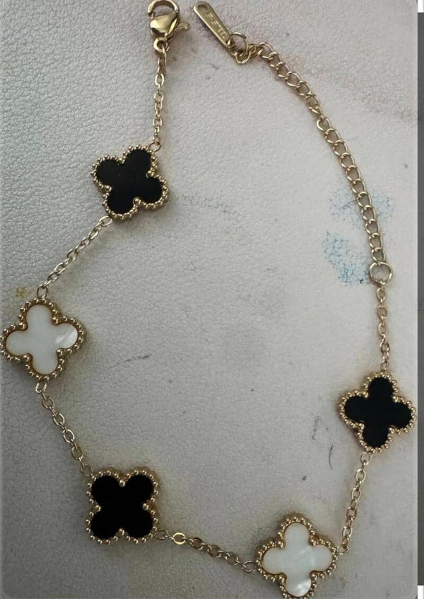 18k Gold Plated Stainless Steel leaf Flower, Jewelry Link Bracelet in 2 colors