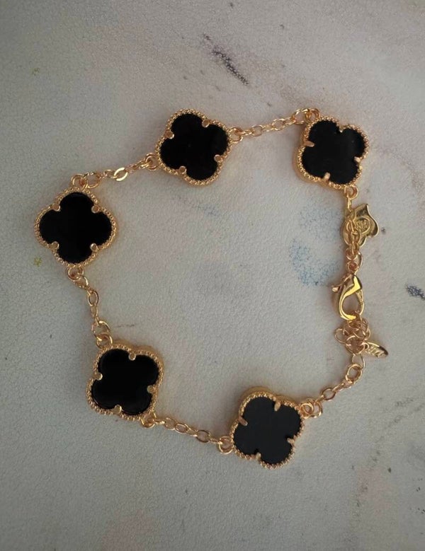 Clover Jewelry Bracelet Gold Plated Stainless steel jewelry, Necklace Earrings Bracelet Set
