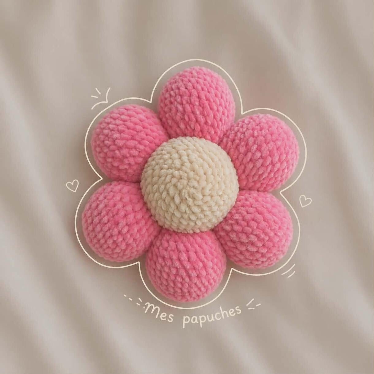 Papuche "Fleur rose"