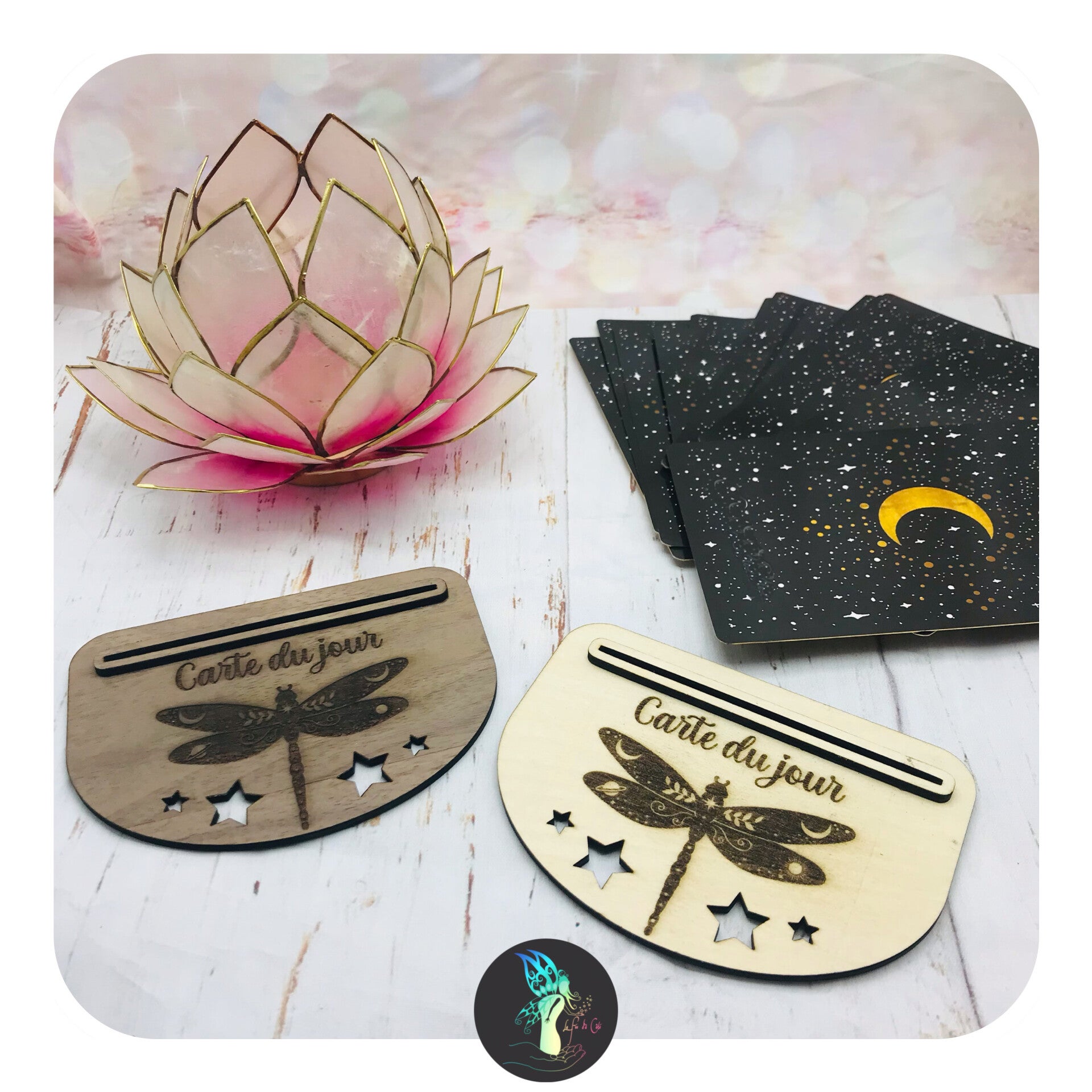 Support carte oracle ou tarot - Libellule
