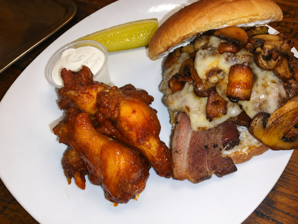 MUSHROOM SWISS/BACON CHEDDAR