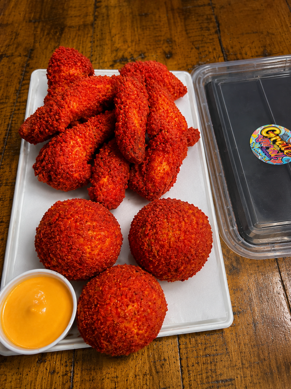BOUDIN BALLS & FLAMING HOT CHEETOS
