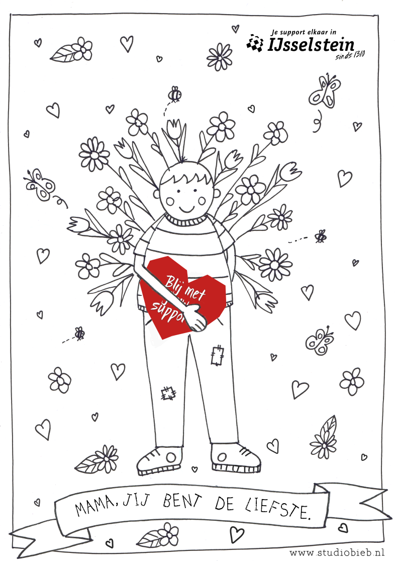 Kleurplaat Moederdag jongen StudioBieb IJsselstein