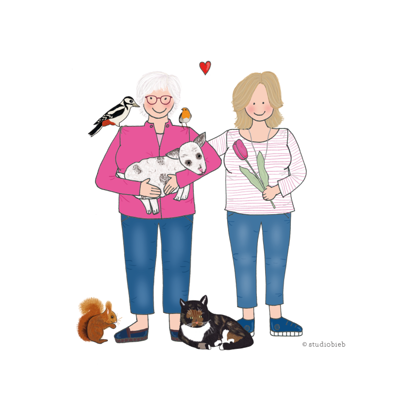 Familietekening moeder en dochter 