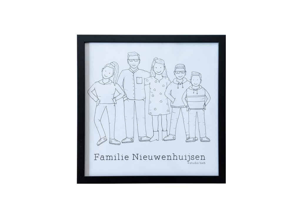 Familietekening "Zwart/ wit" bestellen vanaf