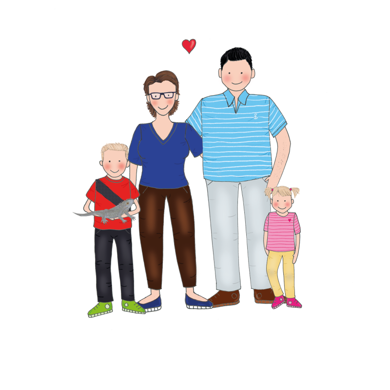 Familietekening Vaderdag baardagaam 