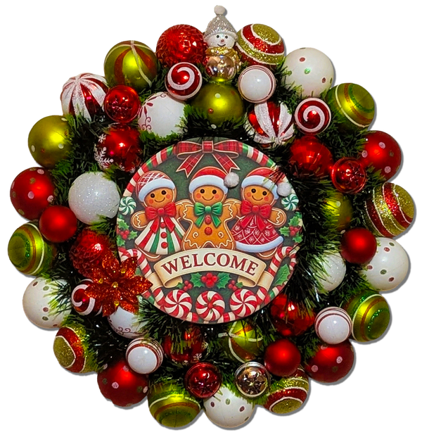Gingerbread Kids 18" diameter Wreath