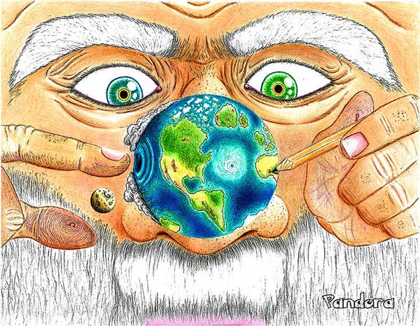 God Creates the World on Canvas