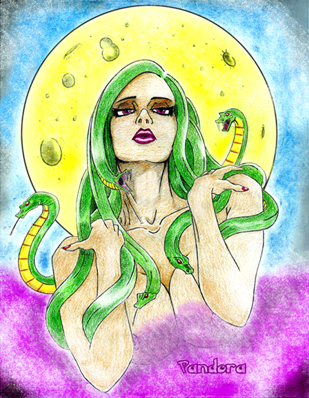 Medusa with Moon by Pandora on Canvas