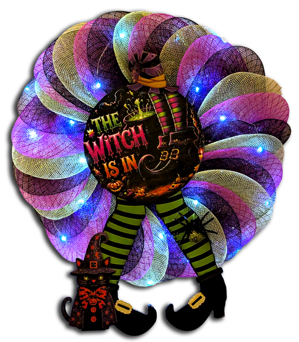 The Witch is In - 18" Halloween Wreath